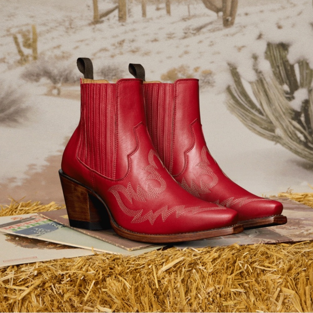 Tecovas Red Leather Ankle Booties
